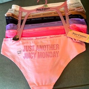 ✨👑Juicy Couture glitter graphics days of the week panty pack sz M NWT